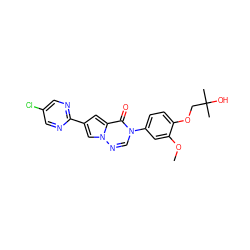 COc1cc(-n2cnn3cc(-c4ncc(Cl)cn4)cc3c2=O)ccc1OCC(C)(C)O ZINC000118258417