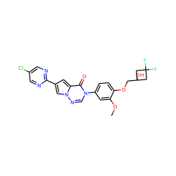 COc1cc(-n2cnn3cc(-c4ncc(Cl)cn4)cc3c2=O)ccc1OCC1(O)CC(F)(F)C1 ZINC000140525725