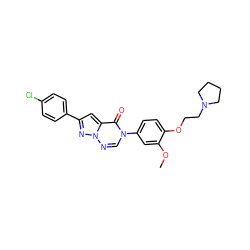 COc1cc(-n2cnn3nc(-c4ccc(Cl)cc4)cc3c2=O)ccc1OCCN1CCCC1 ZINC000118790581