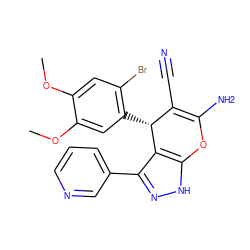 COc1cc(Br)c([C@@H]2C(C#N)=C(N)Oc3[nH]nc(-c4cccnc4)c32)cc1OC ZINC000013132811