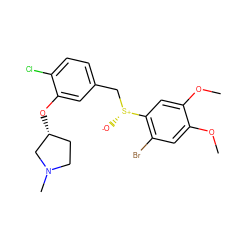 COc1cc(Br)c([S@+]([O-])Cc2ccc(Cl)c(O[C@@H]3CCN(C)C3)c2)cc1OC ZINC000095602581