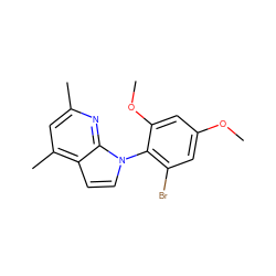 COc1cc(Br)c(-n2ccc3c(C)cc(C)nc32)c(OC)c1 ZINC000013794634