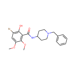 COc1cc(Br)c(O)c(C(=O)NC2CCN(Cc3ccccc3)CC2)c1OC ZINC000013820632