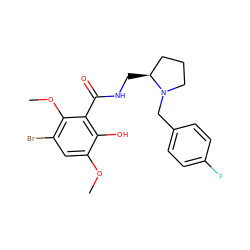 COc1cc(Br)c(OC)c(C(=O)NC[C@H]2CCCN2Cc2ccc(F)cc2)c1O ZINC000013820619