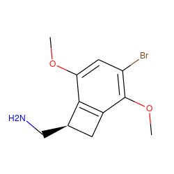 COc1cc(Br)c(OC)c2c1[C@H](CN)C2 ZINC000013831236