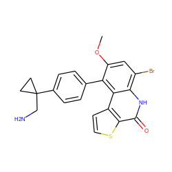 COc1cc(Br)c2[nH]c(=O)c3sccc3c2c1-c1ccc(C2(CN)CC2)cc1 ZINC000165200911