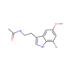 COc1cc(Br)c2[nH]cc(CCNC(C)=O)c2c1 ZINC000028815154