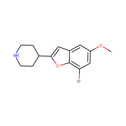 COc1cc(Br)c2oc(C3CCNCC3)cc2c1 ZINC000000001046