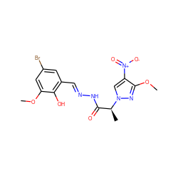 COc1cc(Br)cc(/C=N/NC(=O)[C@H](C)n2cc([N+](=O)[O-])c(OC)n2)c1O ZINC000000685908