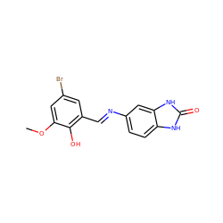 COc1cc(Br)cc(/C=N/c2ccc3[nH]c(=O)[nH]c3c2)c1O ZINC000299821411