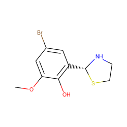 COc1cc(Br)cc([C@@H]2NCCS2)c1O ZINC000146851371