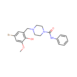 COc1cc(Br)cc(CN2CCN(C(=O)Nc3ccccc3)CC2)c1O ZINC000035901745