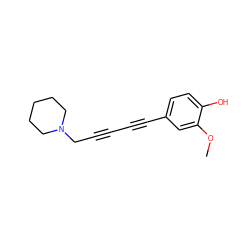 COc1cc(C#CC#CCN2CCCCC2)ccc1O ZINC000019720779