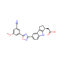 COc1cc(C#N)cc(-c2nc(-c3ccc4[nH]c5c(c4c3)CC[C@H]5CC(=O)O)no2)c1 ZINC000084655169