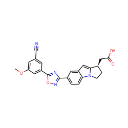 COc1cc(C#N)cc(-c2nc(-c3ccc4c(c3)cc3n4CC[C@@H]3CC(=O)O)no2)c1 ZINC000084671353