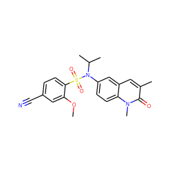 COc1cc(C#N)ccc1S(=O)(=O)N(c1ccc2c(c1)cc(C)c(=O)n2C)C(C)C ZINC001772625554