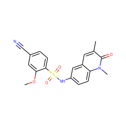 COc1cc(C#N)ccc1S(=O)(=O)Nc1ccc2c(c1)cc(C)c(=O)n2C ZINC000254286814