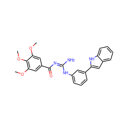 COc1cc(C(=O)/N=C(/N)Nc2cccc(-c3cc4ccccc4[nH]3)c2)cc(OC)c1OC ZINC000084653048