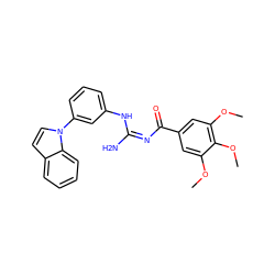 COc1cc(C(=O)/N=C(/N)Nc2cccc(-n3ccc4ccccc43)c2)cc(OC)c1OC ZINC000084652188