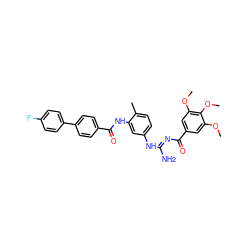 COc1cc(C(=O)/N=C(\N)Nc2ccc(C)c(NC(=O)c3ccc(-c4ccc(F)cc4)cc3)c2)cc(OC)c1OC ZINC000084651888