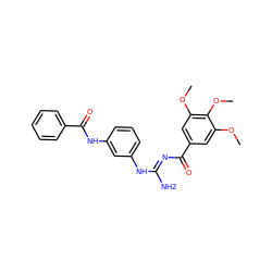 COc1cc(C(=O)/N=C(\N)Nc2cccc(NC(=O)c3ccccc3)c2)cc(OC)c1OC ZINC000084670688