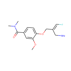 COc1cc(C(=O)N(C)C)ccc1OC/C(=C/F)CN ZINC000224834134