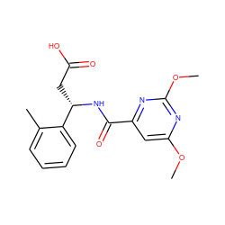 COc1cc(C(=O)N[C@@H](CC(=O)O)c2ccccc2C)nc(OC)n1 ZINC000203878196