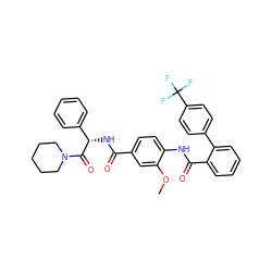 COc1cc(C(=O)N[C@H](C(=O)N2CCCCC2)c2ccccc2)ccc1NC(=O)c1ccccc1-c1ccc(C(F)(F)F)cc1 ZINC000036184499