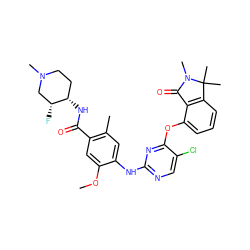 COc1cc(C(=O)N[C@H]2CCN(C)C[C@H]2F)c(C)cc1Nc1ncc(Cl)c(Oc2cccc3c2C(=O)N(C)C3(C)C)n1 ZINC000146067133