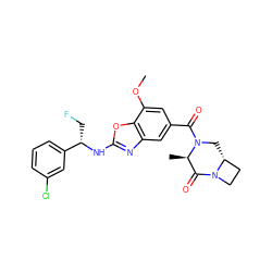 COc1cc(C(=O)N2C[C@@H]3CCN3C(=O)[C@H]2C)cc2nc(N[C@@H](CF)c3cccc(Cl)c3)oc12 ZINC001772610323