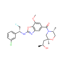 COc1cc(C(=O)N2C[C@](C)(C[C@H](C)O)OC[C@H]2C)cc2nc(N[C@@H](CF)c3cccc(Cl)c3)oc12 ZINC001772582688