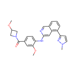 COc1cc(C(=O)N2CC(OC)C2)ccc1Nc1cc2c(-c3ccn(C)n3)cccc2cn1 ZINC000207616847