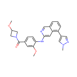 COc1cc(C(=O)N2CC(OC)C2)ccc1Nc1cc2c(-c3cnn(C)c3)cccc2cn1 ZINC000207616398