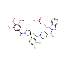 COc1cc(C(=O)N2CC[C@@](CCN3CCC(C(=O)c4nc5ccccc5n4CCCC(=O)O)CC3)(c3ccc(Cl)c(Cl)c3)C2)cc(OC)c1OC ZINC000095545511