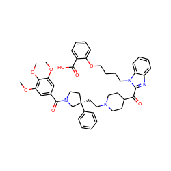 COc1cc(C(=O)N2CC[C@@](CCN3CCC(C(=O)c4nc5ccccc5n4CCCCOc4ccccc4C(=O)O)CC3)(c3ccccc3)C2)cc(OC)c1OC ZINC000095614436