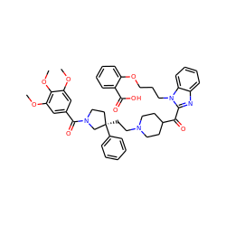 COc1cc(C(=O)N2CC[C@@](CCN3CCC(C(=O)c4nc5ccccc5n4CCCOc4ccccc4C(=O)O)CC3)(c3ccccc3)C2)cc(OC)c1OC ZINC000095539957