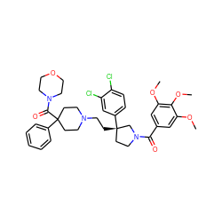 COc1cc(C(=O)N2CC[C@](CCN3CCC(C(=O)N4CCOCC4)(c4ccccc4)CC3)(c3ccc(Cl)c(Cl)c3)C2)cc(OC)c1OC ZINC000026566600