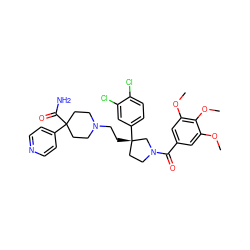 COc1cc(C(=O)N2CC[C@](CCN3CCC(C(N)=O)(c4ccncc4)CC3)(c3ccc(Cl)c(Cl)c3)C2)cc(OC)c1OC ZINC000026567726