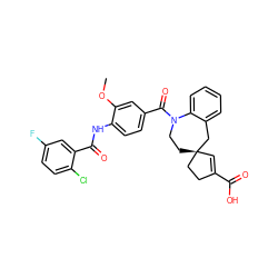 COc1cc(C(=O)N2CC[C@]3(C=C(C(=O)O)CC3)Cc3ccccc32)ccc1NC(=O)c1cc(F)ccc1Cl ZINC000028962476