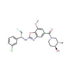 COc1cc(C(=O)N2CC[C@H](O)[C@@H](C)C2)cc2nc(N[C@@H](CF)c3cccc(Cl)c3)oc12 ZINC001772610102