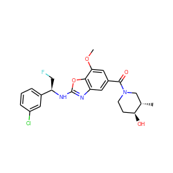 COc1cc(C(=O)N2CC[C@H](O)[C@@H](C)C2)cc2nc(N[C@H](CF)c3cccc(Cl)c3)oc12 ZINC001772628577