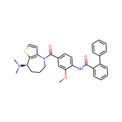 COc1cc(C(=O)N2CCC[C@@H](N(C)C)c3sccc32)ccc1NC(=O)c1ccccc1-c1ccccc1 ZINC000013532198