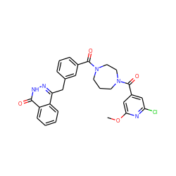 COc1cc(C(=O)N2CCCN(C(=O)c3cccc(Cc4n[nH]c(=O)c5ccccc45)c3)CC2)cc(Cl)n1 ZINC000028570448