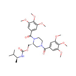 COc1cc(C(=O)N2CCN(C(=O)c3cc(OC)c(OC)c(OC)c3)[C@@H](COC(=O)N[C@@H](C)C(C)C)C2)cc(OC)c1OC ZINC000025962844