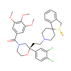 COc1cc(C(=O)N2CCO[C@@](CCN3CCC4(CC3)c3ccccc3C[S@@+]4[O-])(c3ccc(Cl)c(Cl)c3)C2)cc(OC)c1OC ZINC000029400137