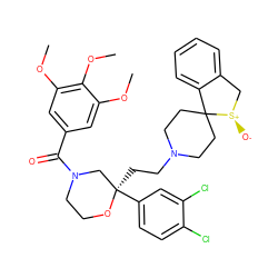 COc1cc(C(=O)N2CCO[C@](CCN3CCC4(CC3)c3ccccc3C[S@@+]4[O-])(c3ccc(Cl)c(Cl)c3)C2)cc(OC)c1OC ZINC000029397111