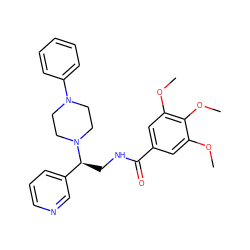 COc1cc(C(=O)NC[C@@H](c2cccnc2)N2CCN(c3ccccc3)CC2)cc(OC)c1OC ZINC000056896106