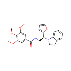 COc1cc(C(=O)NC[C@@H](c2ccco2)N2CCc3ccccc32)cc(OC)c1OC ZINC000004305017