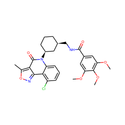 COc1cc(C(=O)NC[C@@H]2CCC[C@H](n3c(=O)c4c(C)onc4c4c(Cl)cccc43)C2)cc(OC)c1OC ZINC000028529871