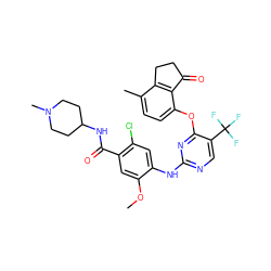 COc1cc(C(=O)NC2CCN(C)CC2)c(Cl)cc1Nc1ncc(C(F)(F)F)c(Oc2ccc(C)c3c2C(=O)CC3)n1 ZINC000145961708